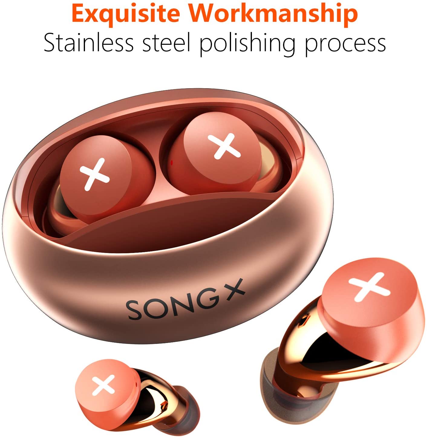 Waterproof noise-cancelling true wireless earbuds.