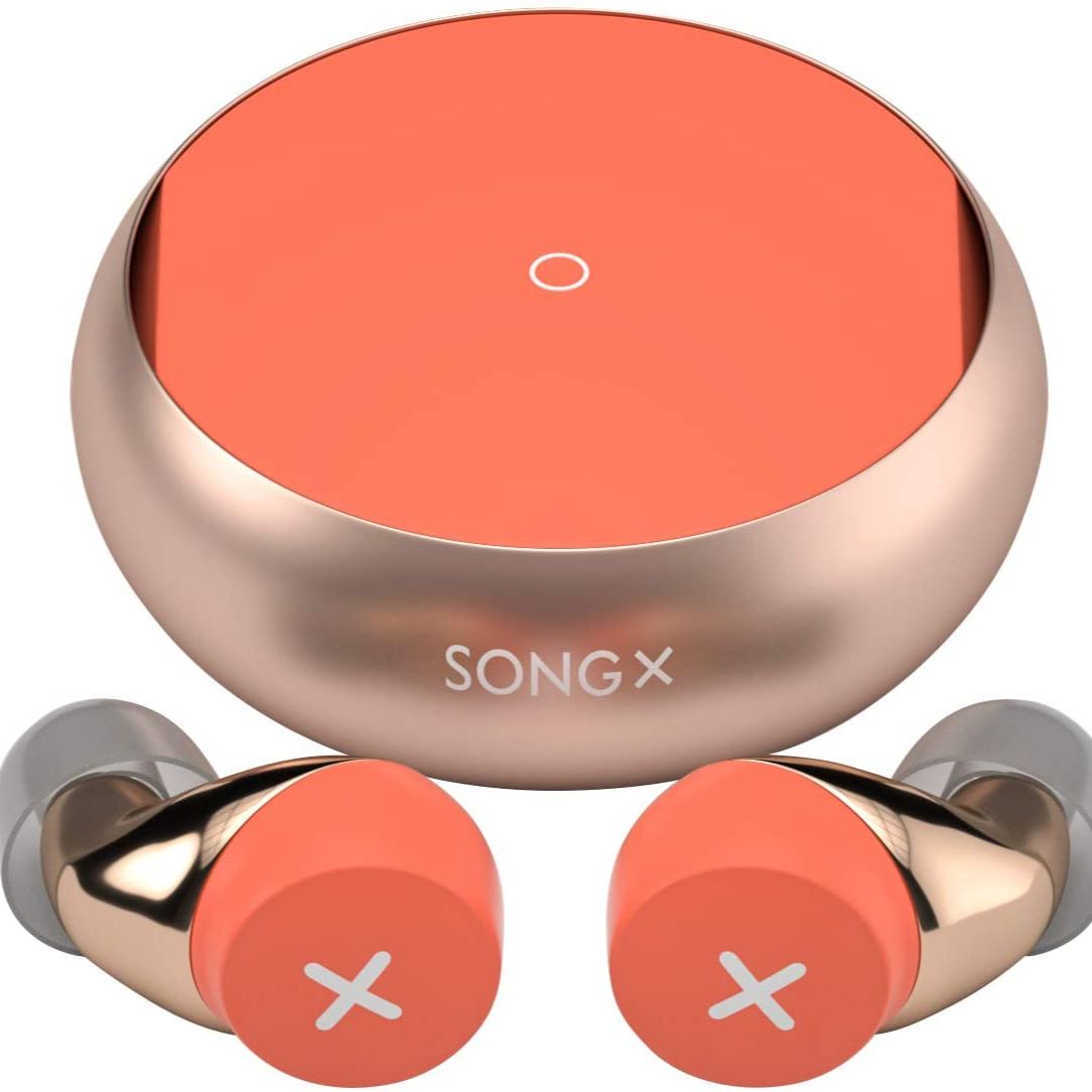 Waterproof noise-cancelling true wireless earbuds.
